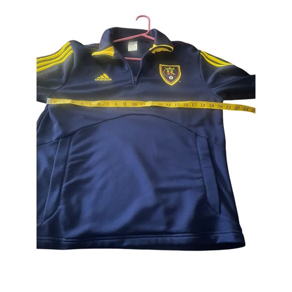 Adidas Mens Navy Blue Yellow Long Sleeve Stripe Training Pullover Top Size Large - Picture 10 of 13